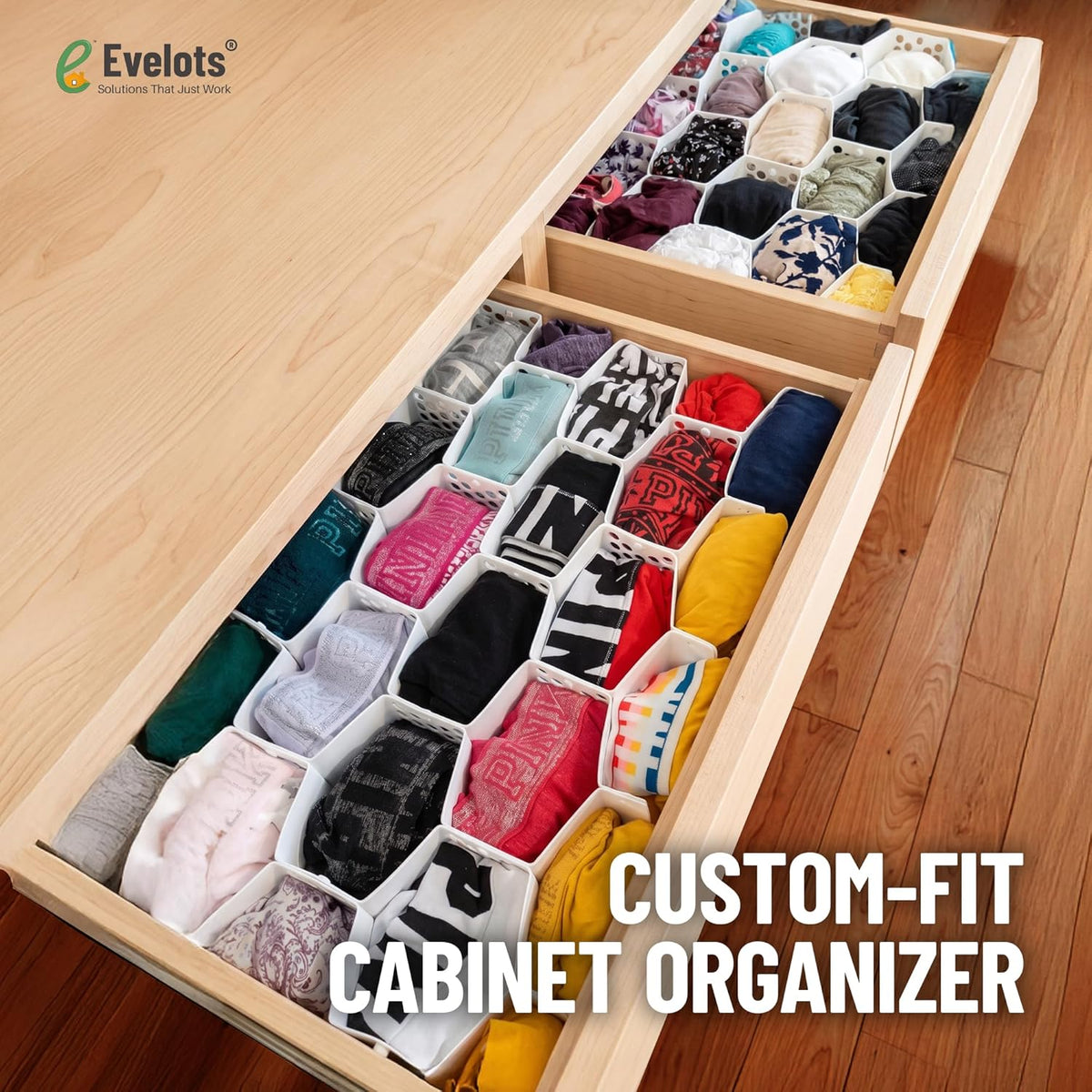 4-Pack Honeycomb Drawer Organizers, 112 Cells, Expandable Dividers