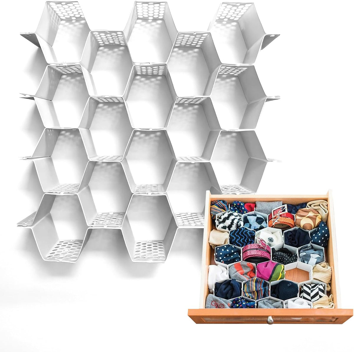 4-Pack Honeycomb Drawer Organizers, 112 Cells, Expandable Dividers