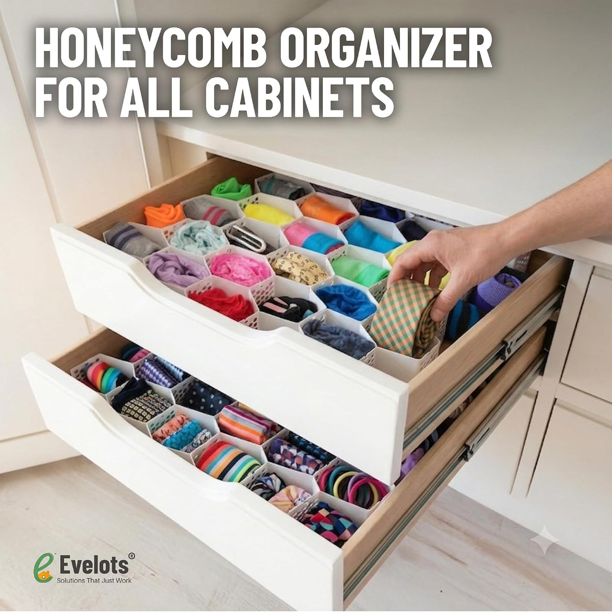 4-Pack Honeycomb Drawer Organizers, 112 Cells, Expandable Dividers