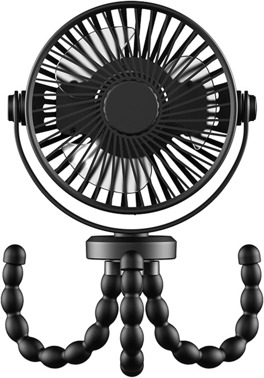 Flexible Tripod Clip On Fan with 3 Settings and Rechargeable Power Pack for Stroller and Desktop Use