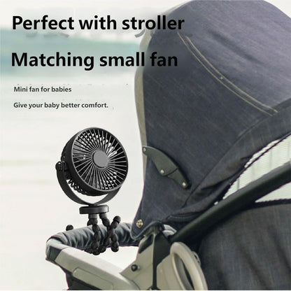 Flexible Tripod Clip On Fan with 3 Settings and Rechargeable Power Pack for Stroller and Desktop Use