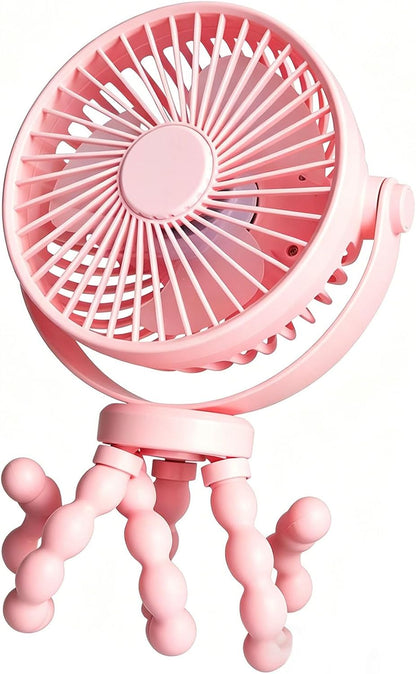 Flexible Tripod Clip On Fan with 3 Settings and Rechargeable Power Pack for Stroller and Desktop Use