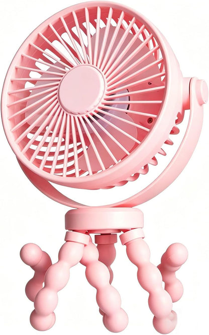 Flexible Tripod Clip On Fan with 3 Settings and Rechargeable Power Pack for Stroller and Desktop Use