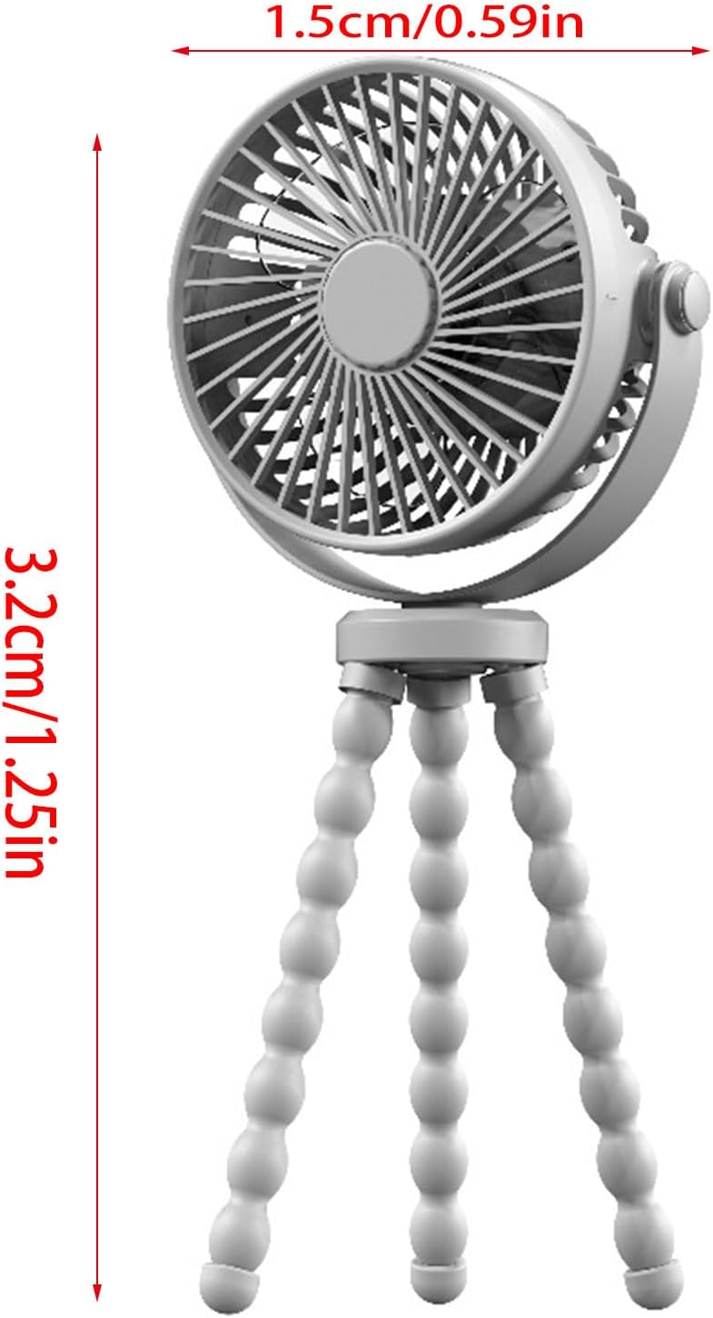 Flexible Tripod Clip On Fan with 3 Settings and Rechargeable Power Pack for Stroller and Desktop Use