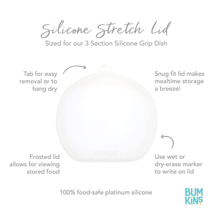 Bumkins Toddler and Baby Suction Plate, Divided Grip Dish for Babies and Kids, Baby Led Weaning, Feeding Supplies, Sticks to Tables and Highchairs, Platinum Silicone, for Chidren 6 Months, Gray