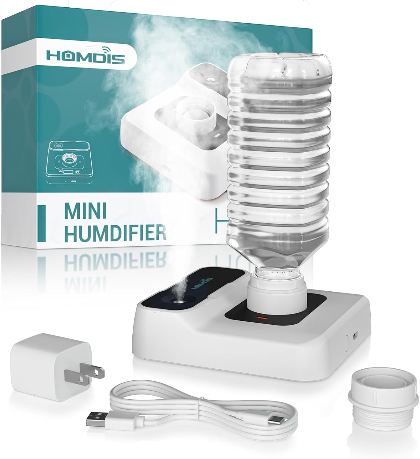Travel Humidifier, Portable Small Humidifier for Plants, Bedroom, Office, Hotel or Car, 5000mAh Battery Operated Mini Cool Mist Humidifiers, Quiet 23dB, Auto-off, Night Light & BPA-Free, Green
