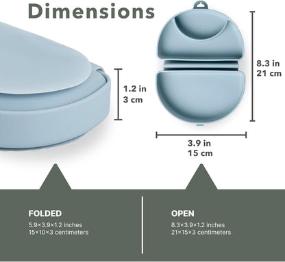 Miniware Baby Travel Plate with Suction - Foldable Silicone Baby Travel Essential to Promote Self-Feeding - Dishwasher Safe, BPA Free, Food Grade Silicone Baby Plate For On The Go - Sage Silifold