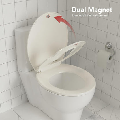 Toilet Seat Round,Toilet Seat with Toddler Seat Built in, Potty Training Toilet Seat Round Fits Both Adult and Child, with Soft Close,Easy Install and Clean - White, Round