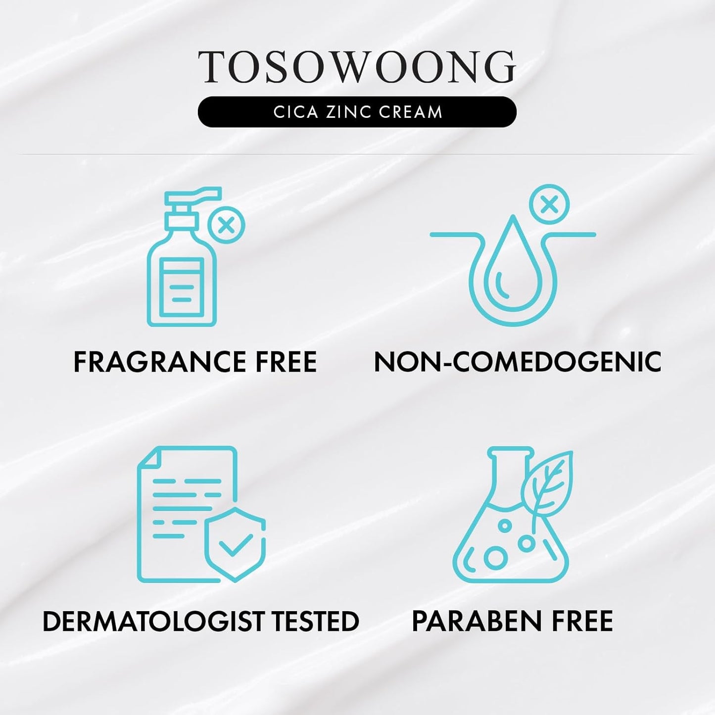 TOSOWOONG Zinc Oxide 10 Cream, 100,000ppm Zinc Oxide, Heal, Soothe Acne, Redness, Rosacea Treatment, Skin Barrier Repair, Moisture, Non-Comedogenic, Korean Skincare, 50g, 1.76 oz.