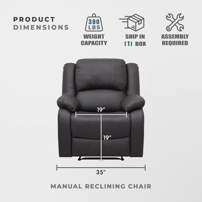 Lexicon Manual Glider Recliner Sofa Chair, Home Theater Seating, Wall Hugger Manual Reclining Nursery Chair for Bedroom/Living Room/Office/Apartment, Grey Chenille