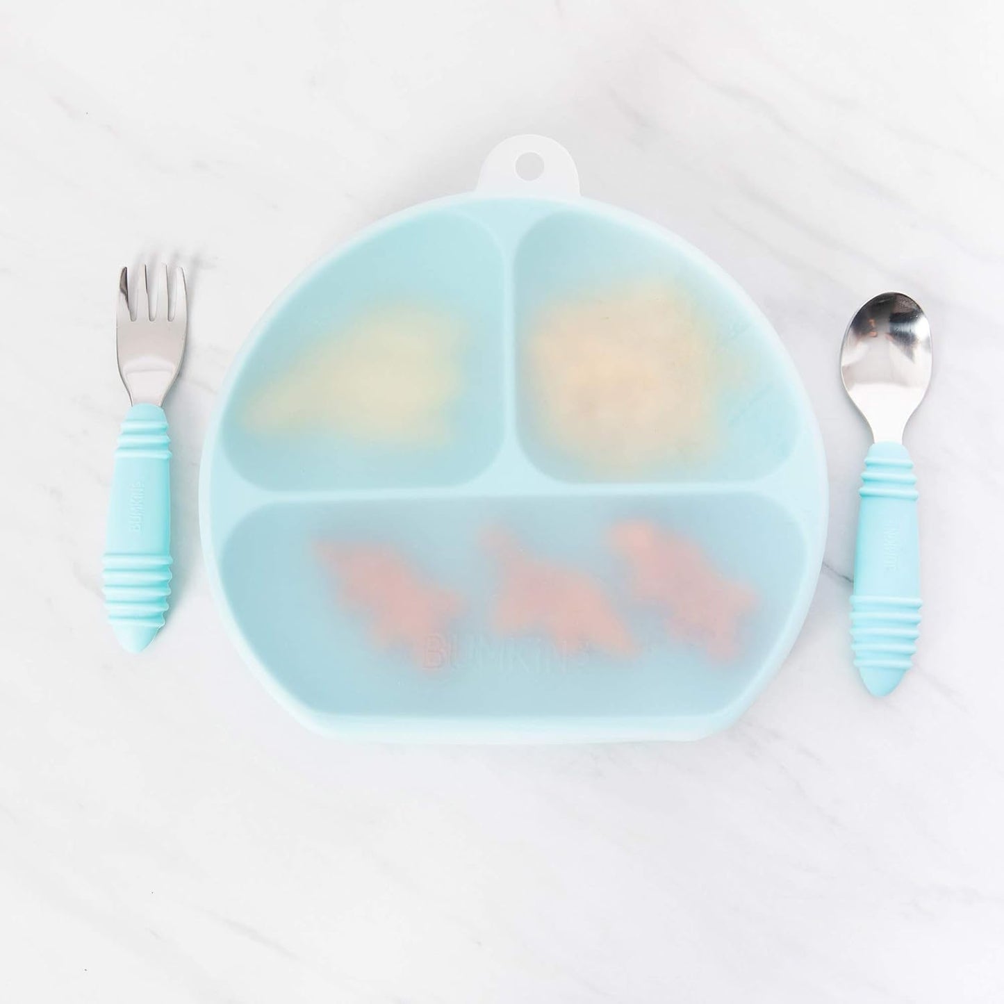 Bumkins Toddler and Baby Suction Plate, Divided Grip Dish for Babies and Kids, Baby Led Weaning, Feeding Supplies, Sticks to Tables and Highchairs, Platinum Silicone, for Chidren 6 Months, Gray
