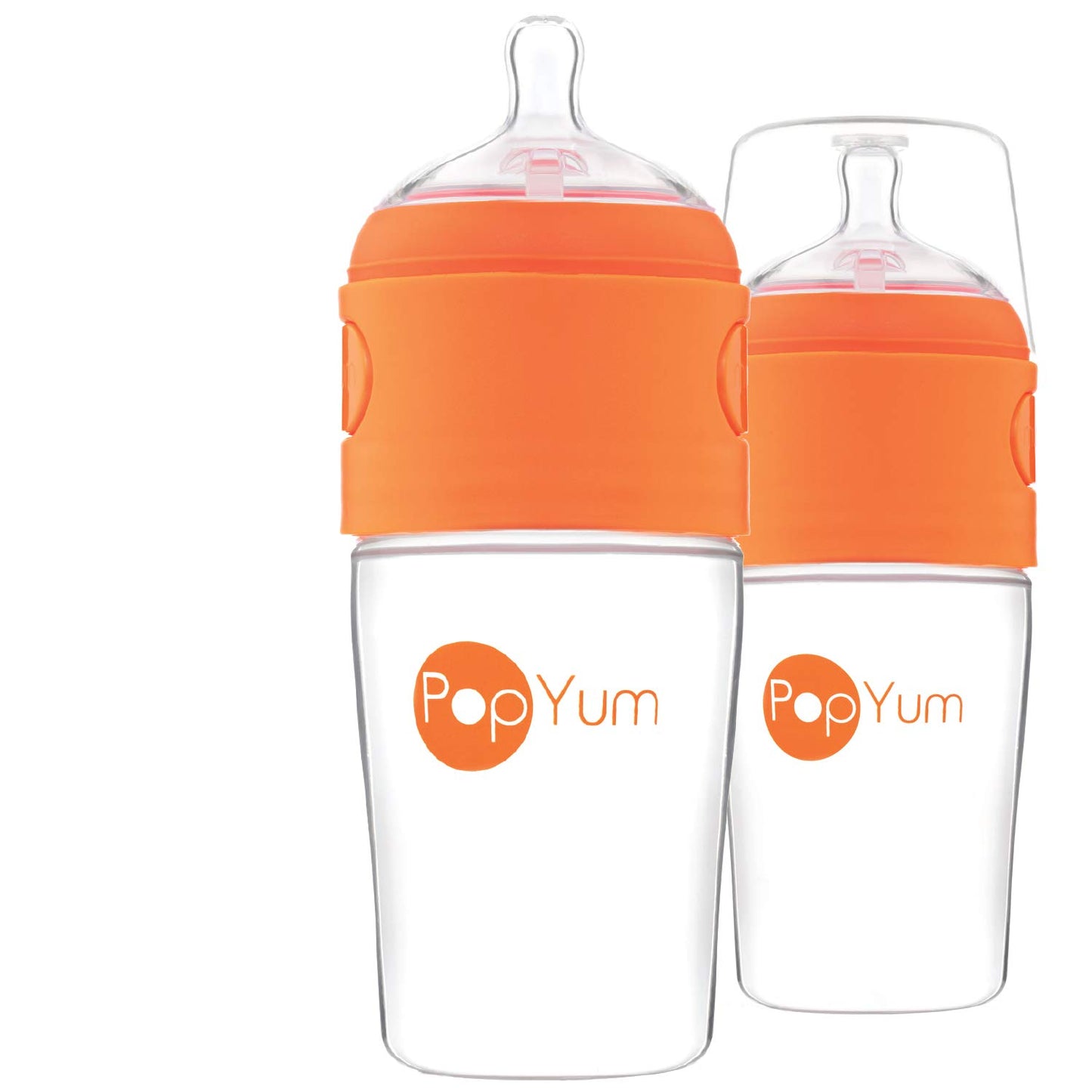 PopYum 9 oz Blue Anti-Colic Formula Making Baby Bottles, 3-Pack with #2 Medium Flow Nipples, 260 ml, BPA-Free, Natural Latch, Mixing, Dispenser