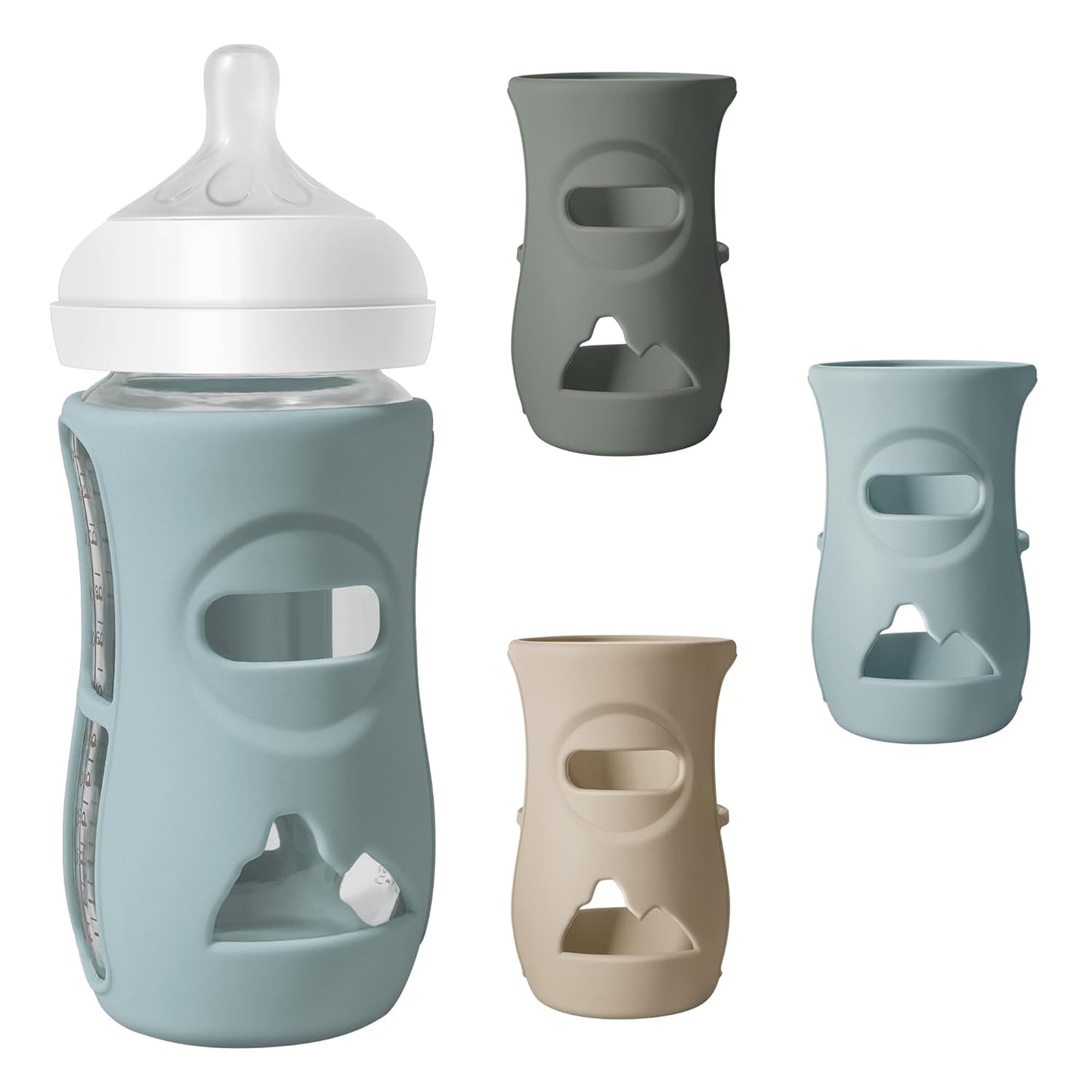 3 Pack Silicone Sleeves for Philips Avent Natural Glass Baby Bottles, Food Grade Silicone Anti Breakage Baby Bottles Holder, Compatible with Philips Avent Glass Natural Baby Bottle 8oz