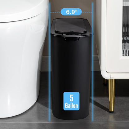 Cesun Motion Sensor Trash Can, 5 Gallon Automatic Bathroom Garbage Can with Lid, Touchless Smart Plastic Slim Wastebasket for Bathroom, Office, rv, Bedroom, Living Room, White