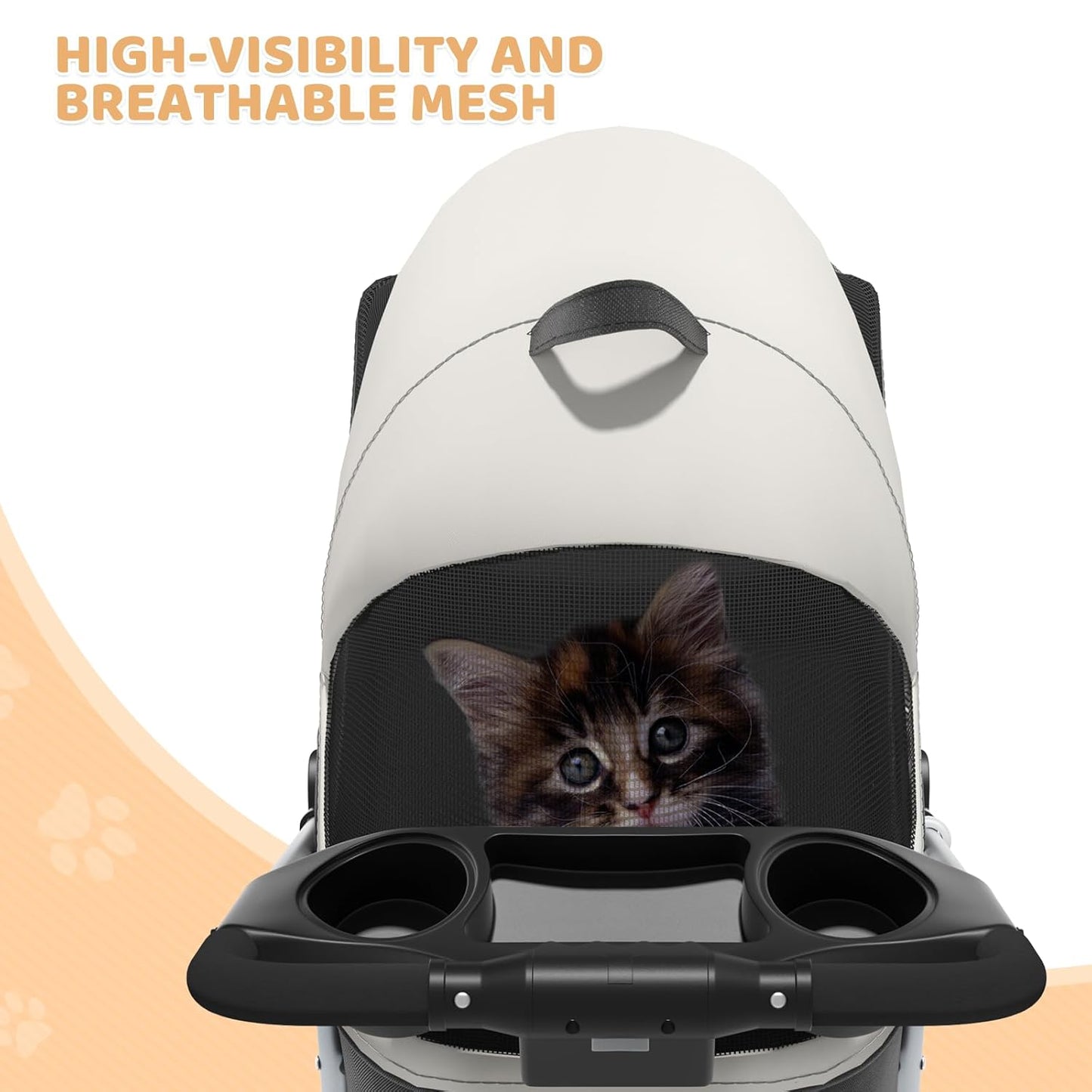 Magshion Compact Pet Stroller for Small-Medium Dogs/Cats up to 22lbs, 4-Wheel Lightweight Umbrella Shaped Portable Puppy Travel Jogger with Breathable Mesh, Cup Holder & Rear Storage, Black