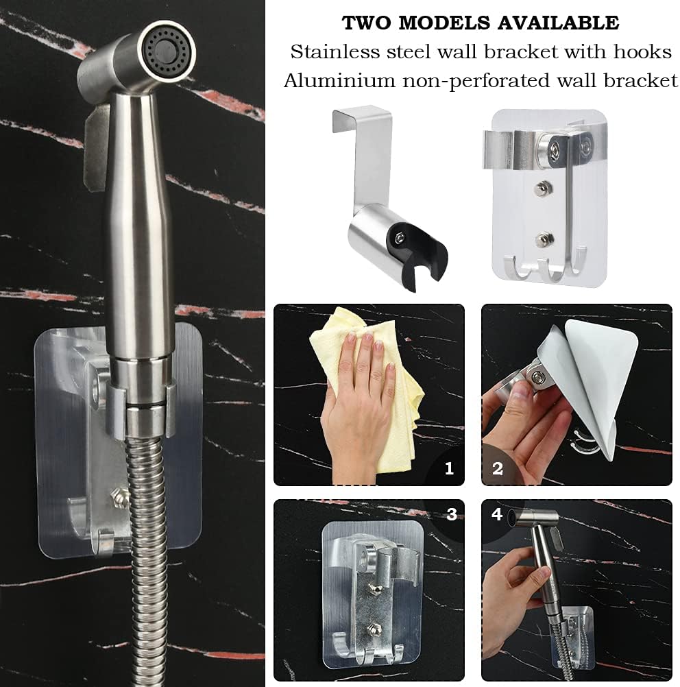 BUYGOO Handheld Bidet Sprayer for Toilet - Adjustable Water Pressure Control with Bidet Hose for Feminine Wash, Stainless Steel Brushed Nickel Cloth Diaper Toilet Sprayer for Baby Wash