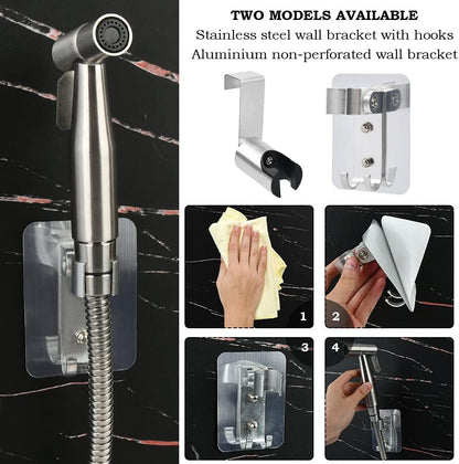 BUYGOO Handheld Bidet Sprayer for Toilet - Adjustable Water Pressure Control with Bidet Hose for Feminine Wash, Stainless Steel Brushed Nickel Cloth Diaper Toilet Sprayer for Baby Wash