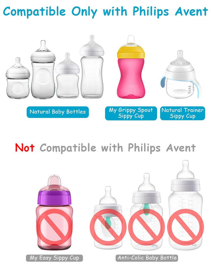 Straw Cup Soft Conversion Kit for Philips Avent Natural Baby Bottle, Toddler Transition Kit with Silicone Straw Top Nipple, Weighted Straw, Bottle Handle, Cleaning Brush, Spill-Proof, BPA-Free, 3-Pack