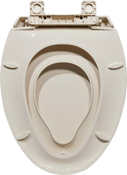 17" White Round Toilet Seat for Adult and Child, Built-In Potty Training Seat with Soft Quiet Close Non-Slip Design, Magnetic Kids Seat and Cover for Round/Oval Toilets, Easy to Install and Clean