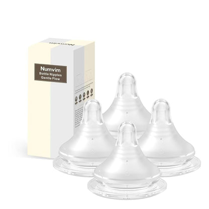 Silicone Bottle Nipple with Latch-On Point, Gentle Flow, Natural Feel (1m+, S, 4 Counts)