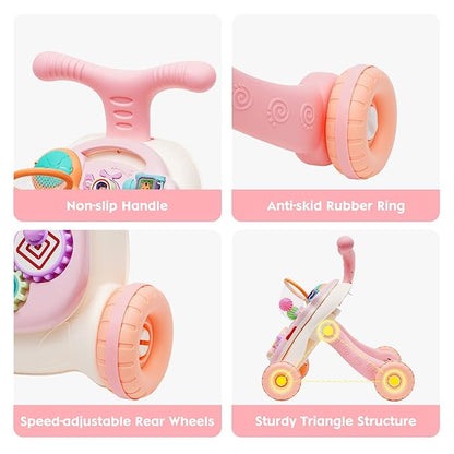 3 in 1 Baby Walker and Activity Center for Girl, Sit to Stand Learning Walk, Early Educational Push Toys with Panel for Infant Toddlers Push Toys Gifts for Girl