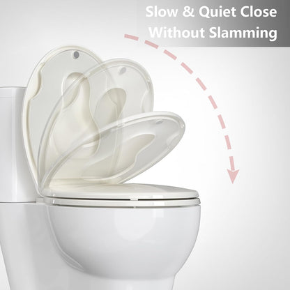 Toilet Seat Round,Toilet Seat with Toddler Seat Built in, Potty Training Toilet Seat Round Fits Both Adult and Child, with Soft Close,Easy Install and Clean - White, Round
