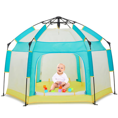 Bend River Baby Playpen with Canopy, Portable Baby Beach Tent, Toddler Play Yard Indoor and Outdoor, Foldable Mosquito Net for Infant - Grey