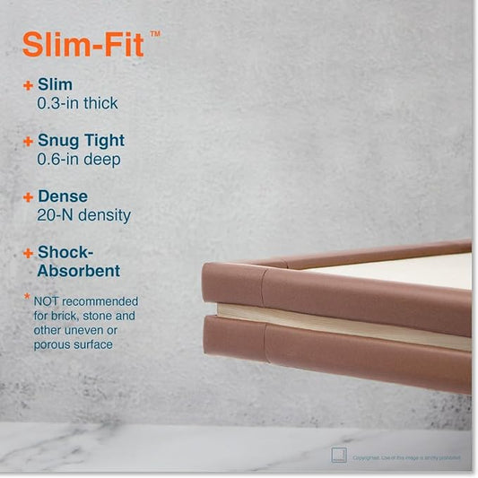 Roving Cove Slimfit Corner Edge Protector for Baby Proofing (Small 15ft Edge 4 Corners), Furniture Safety Bumper Guard, Soft NBR Rubber Foam, 3M Adhesive, Coffee Brown