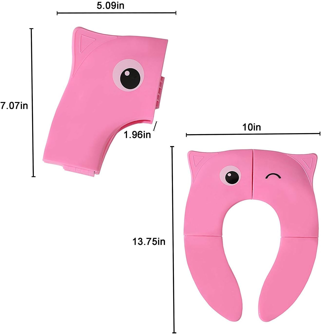 Toilet Potty Training Seat Cover, Travel Toilet Seat, Folding Non Slip Silicone Pads, Travel Portable Reusable Kids Toddlers Boys Girls, Carry Bag (Yellow - Duck)