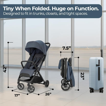 Inglesina Quid³ Lightweight Compact Travel Stroller for Baby & Toddler 0-55 lbs – One-Hand Fold, Reclining Seat, Airline Approved, Car Seat Compatible, UPF 50+ Canopy – Cosmic Black