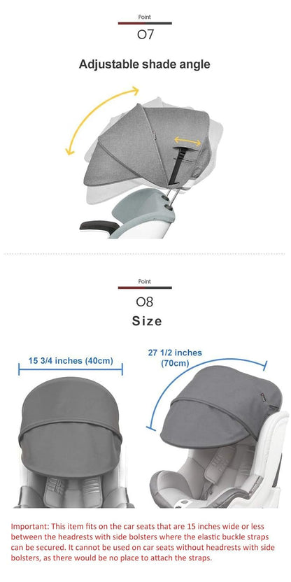 Manito Sun Shade Extender/Auxiliary Canopy for Car Seat (Black)