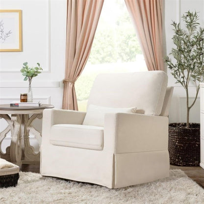 Namesake Crawford Pillowback Comfort Swivel Glider in Tan Gingham, Water Repellent & Stain Resistant, Greenguard Gold & CertiPUR-US Certified