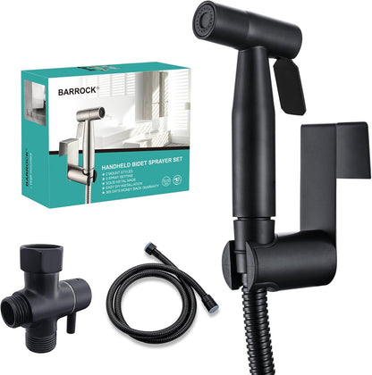 BARROCK Bidet Sprayer for Toilet, Handheld Jet Spray for Existing Toilets with Bidet Hose, Adjustable Water Pressure Muslim Shower, Stainless Steel Cloth Diaper/Feminine Wash Sprayer Brushed Nickel