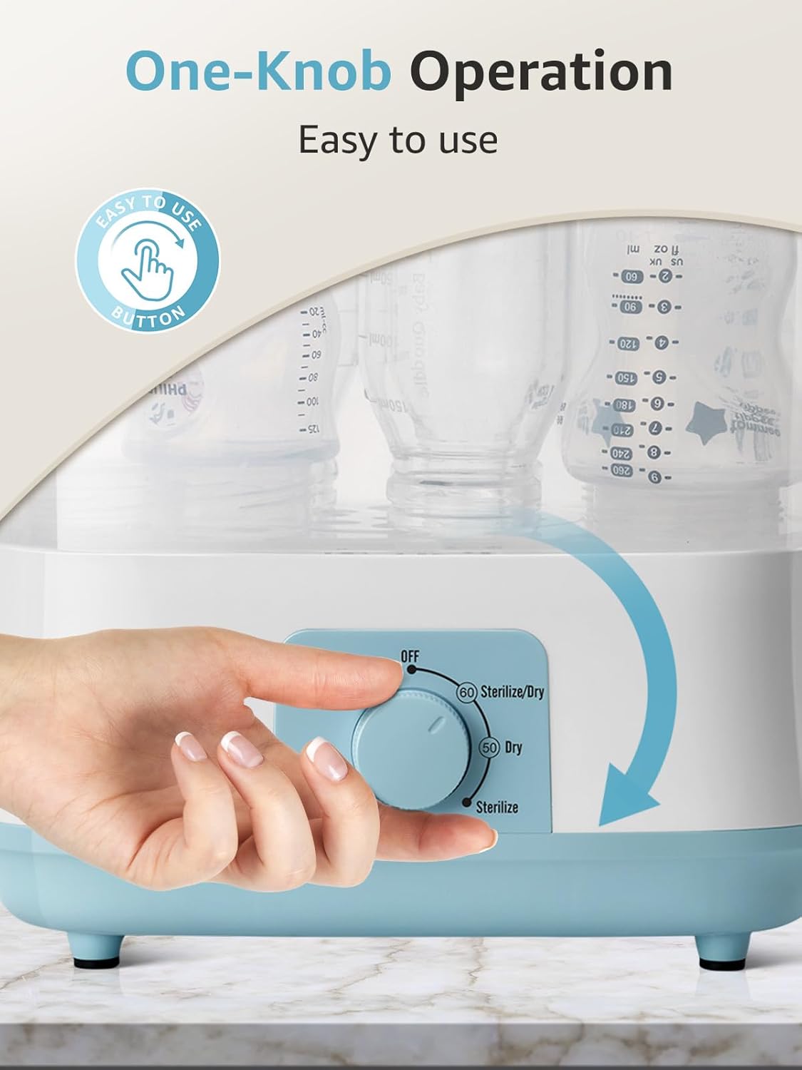 Grownsy Adjustable 4 in 1 Large Bottle Sterilizer and Dryer, 8 Bottles Capacity,Electric Steam Baby Bottle Sterilizer, Sanitizer for Baby Bottles & Pacifiers, Breast Pump Parts