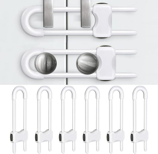 Baby Proofing Cabinets,Cabinet Locks for Babies,U-Shaped Child Locks for Cabinets, Child Proof Cabinet Latches,Child Safety Cabinet Locks with Adjustable by SPISPI (Pack of 6)