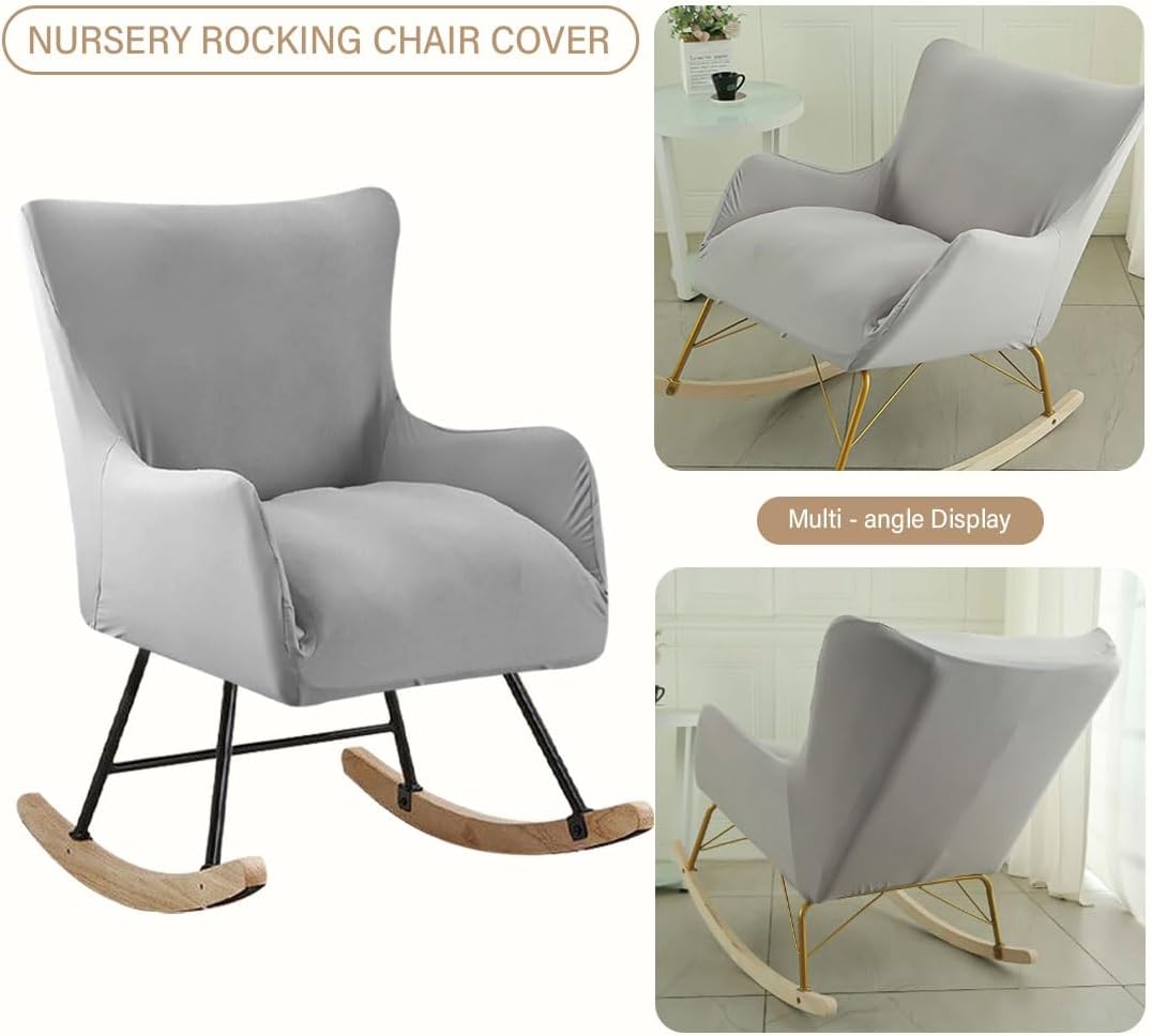 Nursery Rocking Chair Cover Stretchable Glider Chairs Cover Slipcovers Printed Rocking Accent Armchair Slipcover for Living Room Bedroom Offices, 03