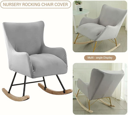 Nursery Rocking Chair Cover Stretchable Glider Chairs Cover Slipcovers Printed Rocking Accent Armchair Slipcover for Living Room Bedroom Offices, 03