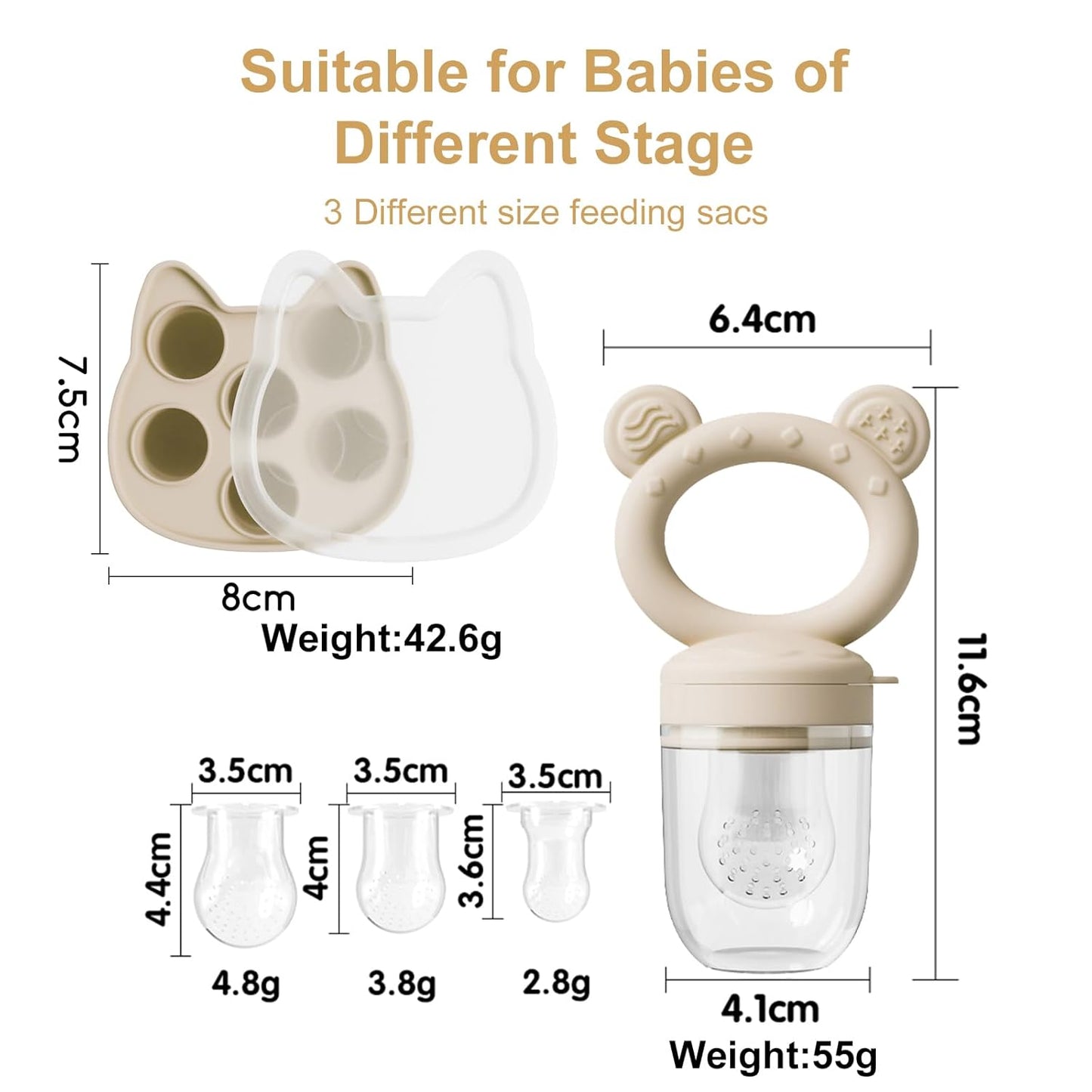 WAJIAYON Baby Breastmilk Popsicle Molds & Baby Fruit Feeder (4 Pack), Infant Food Freezer Tray Storage Containers, Silicone Teething Pacifier Feeder and Teether for Babies,Boys and Girls-Pink&Purple
