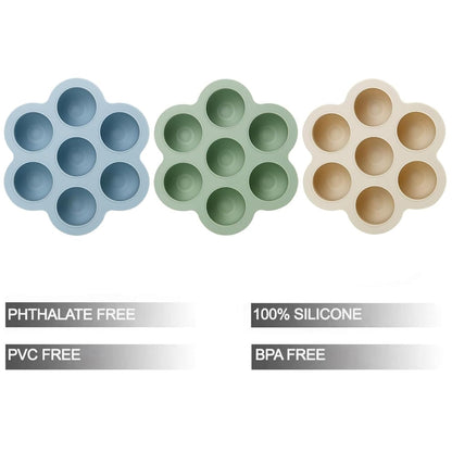 PandaEar 3 Pack Baby Food Freezer Tray with Lids, Silicone Baby Food Storage Container for Homemade Baby Food, Purees, Breastmilk (Blue/Green/Carnation)