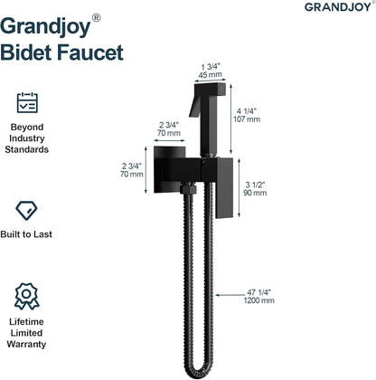 Brushed Gold Hot & Cold Handheld Bidet Sprayer for Toilet, Adjustable Water Pressure Control, SUS304 Stainless Steel Hose Wall Mount Bidet Faucet for Feminine Wash & Cloth Diaper