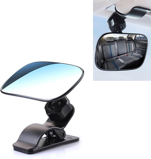 Car Mirror for Baby, Multi-functional Convex HD Wide-angle Rear View Mirror, Clip On 360 Degrees Adjustable Observation Auxiliary Tool, Universal for Most Vehicles (Black)