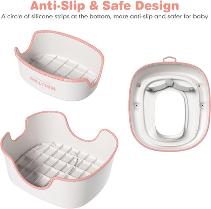 Maliton Baby Potty Training Seat with Step Stool, Potty Training Toilet for Boys Girls, Anti-Slip Toddler Stool for Bathroom, Kitchen, Toddler Toilet Seat Set(One Potty Seat+Two Step Stool for Kids)
