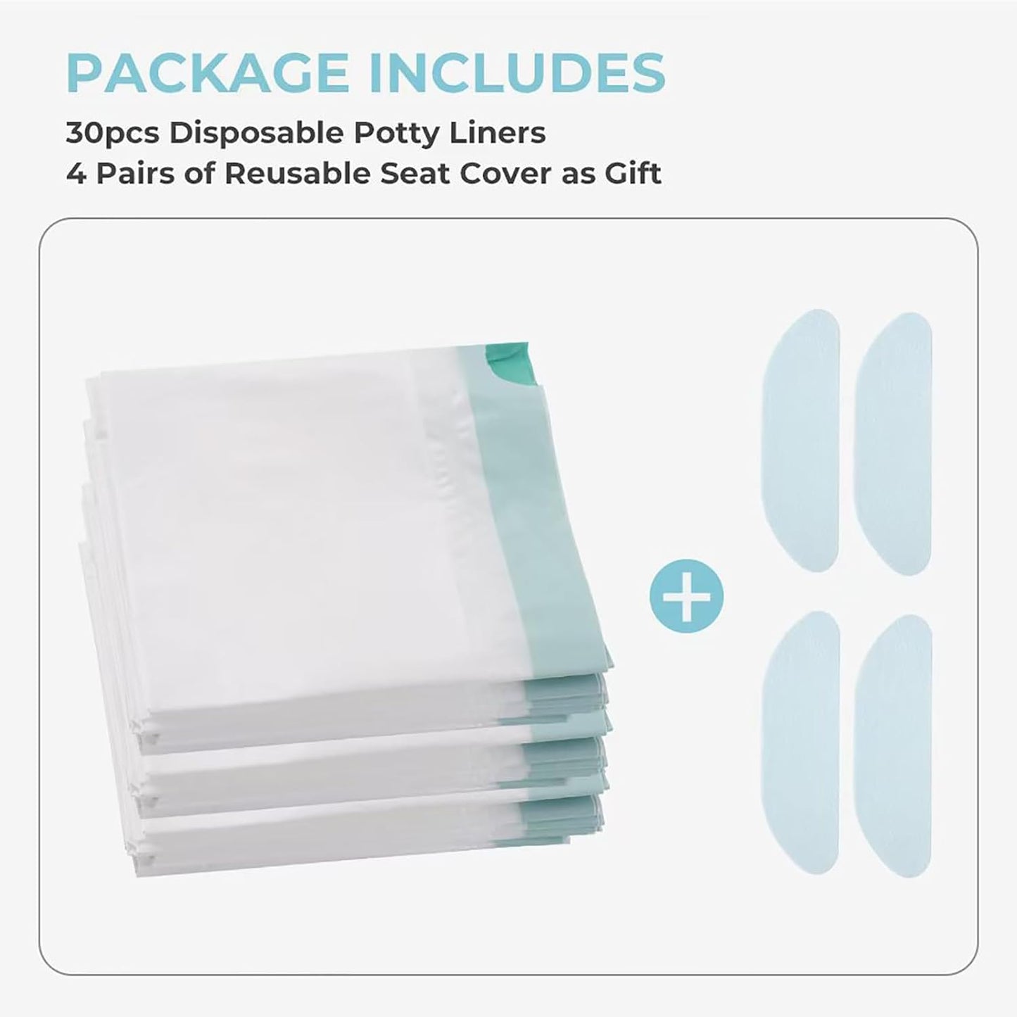 Disposable Potty Liners with Absorbent Pads – 30 Counts, Leak-Proof Travel Toilet Bags for Toddlers, Fit OXO Tot & Most Portable Chairs, Potty Training Refill Bags for Kids