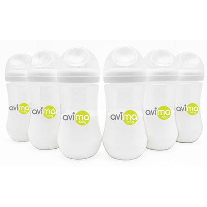 Avima Baby 12 oz Anti Colic Baby Bottles for Breastfed Babies - Fast Flow Nipples, Wide Neck Bottle, BPA Free - 9-12 Months, Stage 3 (Set of 3)