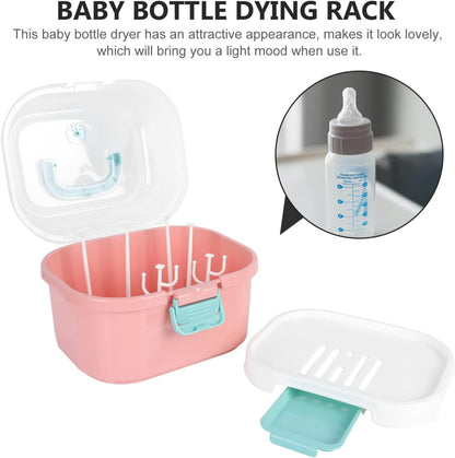 Kisangel Baby Bottle Drying Rack High Capacity Bottle Dryer with Detachable Hollow Drain Net and Pacifier Holders Compact Organizer for Kitchen Countertop Storage