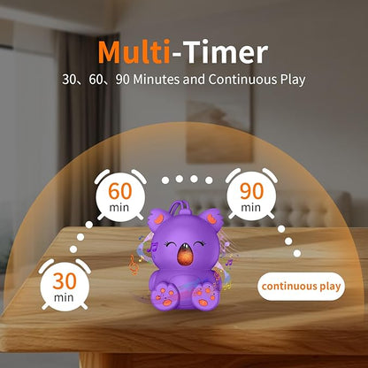 White Noise Machine with Bluetooth Speaker | Portable Baby Sound Machine Non-Looping Music Aid with Timer for Sleep, Nursery, Travel, Home & Car