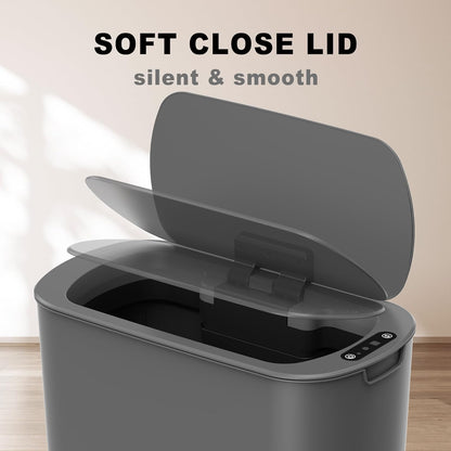 Cesun Motion Sensor Trash Can, 5 Gallon Automatic Bathroom Garbage Can with Lid, Touchless Smart Plastic Slim Wastebasket for Bathroom, Office, rv, Bedroom, Living Room, White