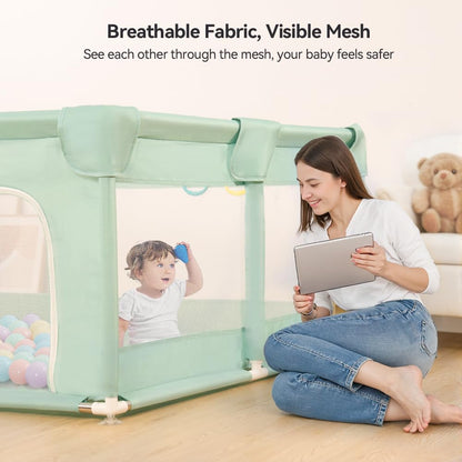 COMOMY Playpens for Babies and Toddlers, Small Baby Play Pens, Activity Center for Safe and Non-Slip Baby Fence, Full Mesh Design, Indoor & Outdoor Kids Activity Center (Dark Grey, 36"x36")
