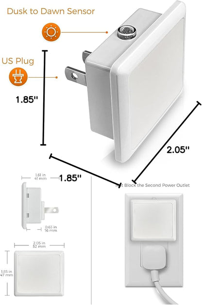 L LOHAS LED Night Lights Plug into Wall 2-Pack, 0.3W Plug in Night Light, Dusk to Dawn, 2000K Amber Light, Sleep Aid Nightlight Auto-On/Off, for Adults Kids Room, Bedroom, Bathroom, Hallway, Non-Dim