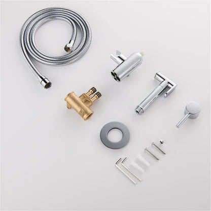 Bidet Sprayer for Toilet, Wall Mounted Hot and Cold Bidet Faucet, Handheld Cloth Diaper Sprayer Kit,Chrome(Gunmetal Gray)